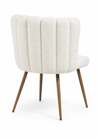 Set 2 Chaises bouclette ARIEL, pieds bois Blanc