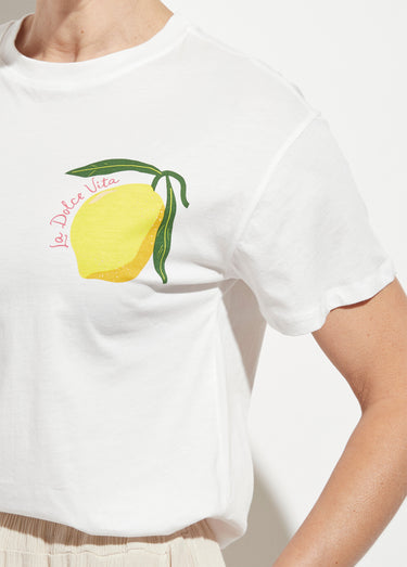 T-shirt manches courtes thème Dolce Vita Blanc