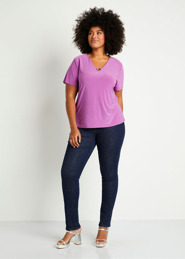 T-shirt manches courtes uni ou imprimé Uni Violet
