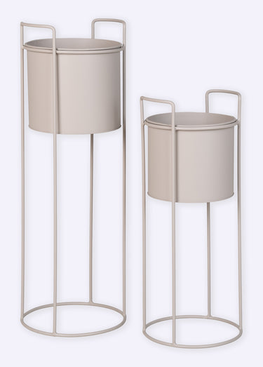 Support cache-pot en acier - lot de 2 Sable
