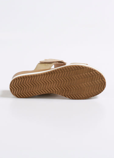 Mules compensées bride boucle fantaisie Dore