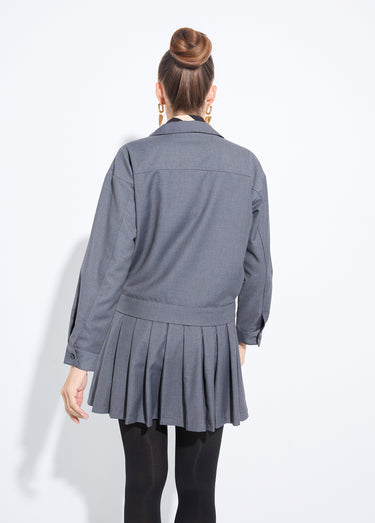 Veste zippée chinée foncée Gris