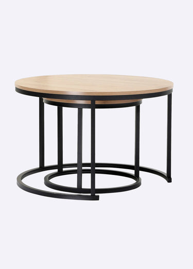 LENNY Tables basses plateau effet chêne Bois Clair