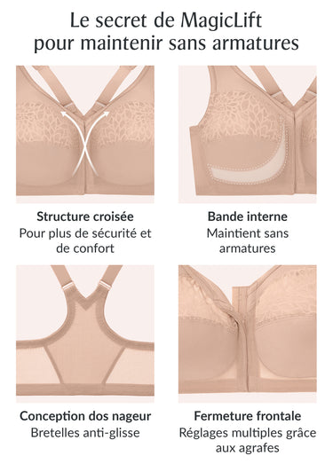 Soutien-gorge MagicLift Grandes Tailles Dos Nageur et Fermeture Frontale n°1206 Noir