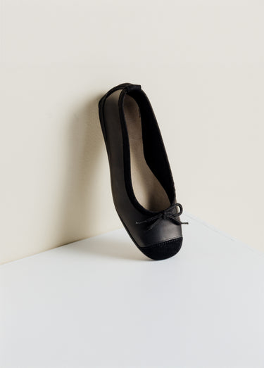 Ballerines en cuir, largeur standard Noir