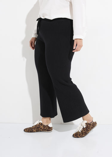 Pantalon confort en maille, coupe large Noir