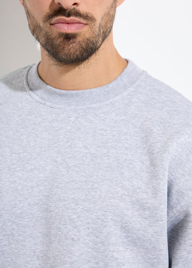 Sweat shirt col rond, détails bord cotes Gris Clair