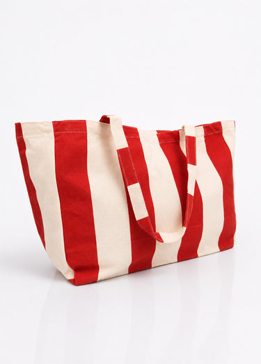 Sac de plage coton rayé Dolce Vita Rouge/Blanc