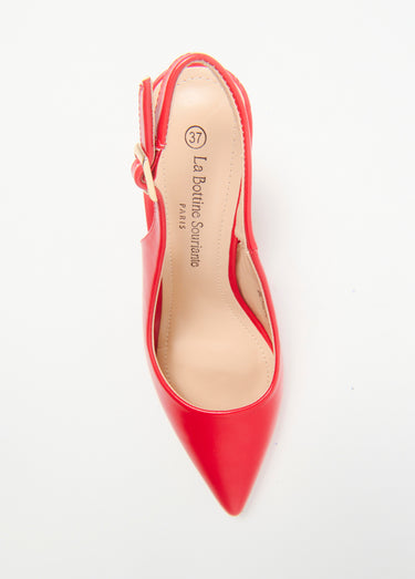 Escarpins chic bride talon Rouge
