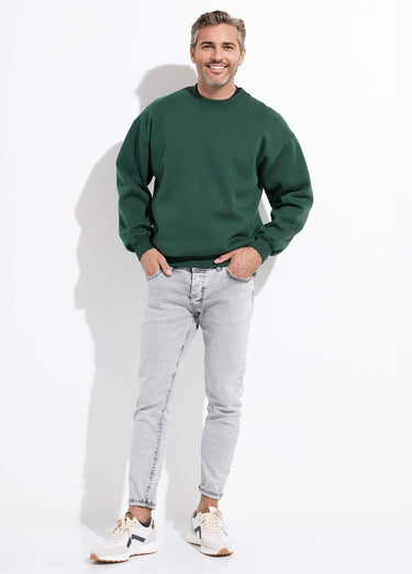 Sweat shirt col rond, détails bord cotes Vert