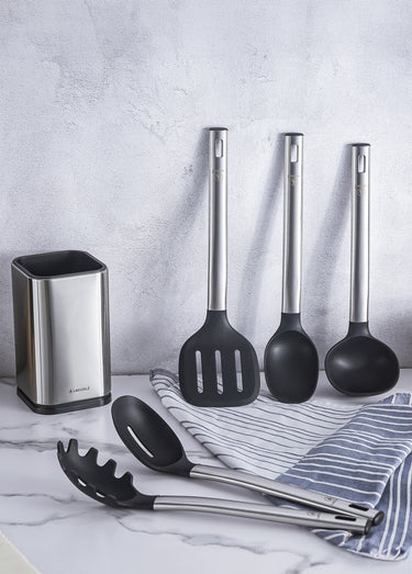 Set de 5 ustensiles de cuisine, Harmonie Argent/Noir