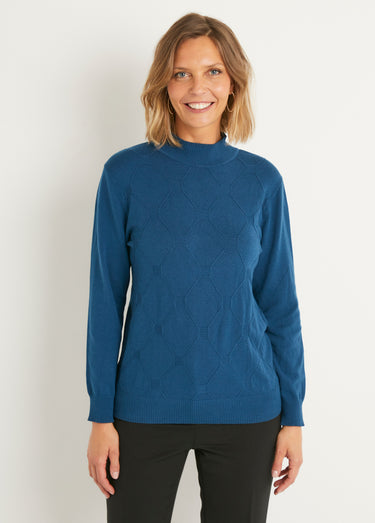 Pull doux uni col montant modal mélangé Canard