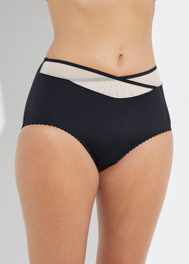 Culotte midi taille normale tulle et microfibre Noir