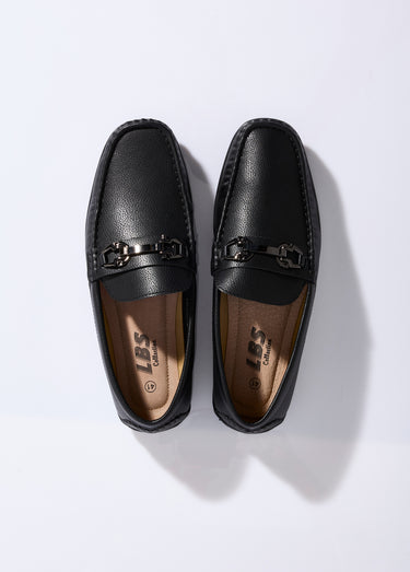 Mocassins aspect grainé, doublés cuir Noir