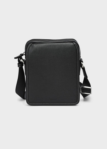 Sacoche homme en cuir avec rabat Noir