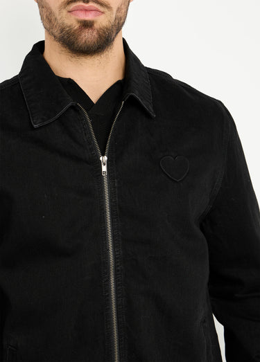 Blouson en jean zippé, cœur poitrine Noir