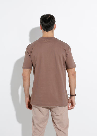 T-shirt col rond en coton épais Marron
