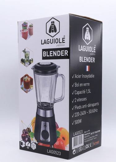 Blender 1,5L en verre et métal brossé Noir