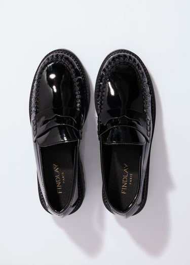 Mocassins vernis semelle épaisse crantée Noir