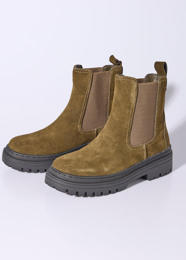 Boots Chelsea compensées et montantes Kaki