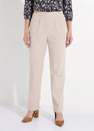 Pantalon velours côtelé taille élastiquée Ecru