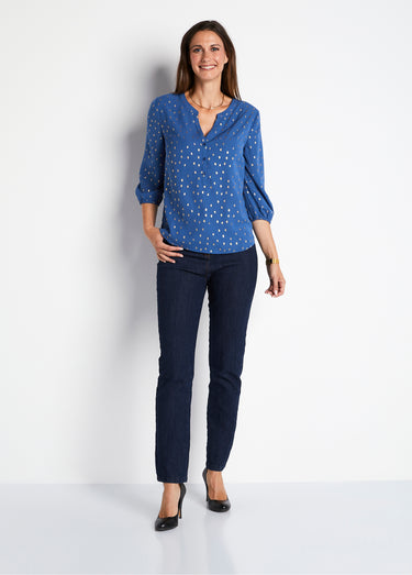 Tunique ample mi-longue manches 3/4 Bleu