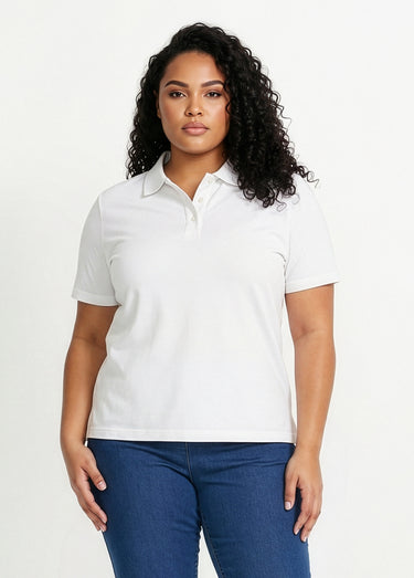 T-shirt maille piquée coton col polo Blanc