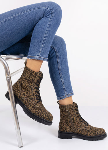 Bottines fantaisie style Combat boots Leopard