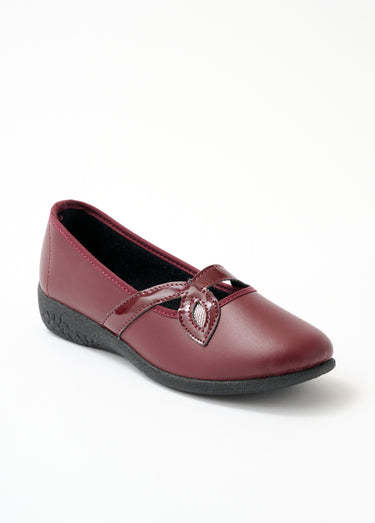 Ballerines croisées largeur confort cuir Bordeaux