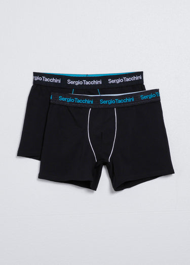 Boxer uni monochrome coutures contrastées Noir