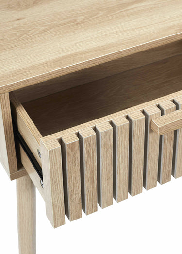 Console en bois claustra, 2 tiroirs Marron