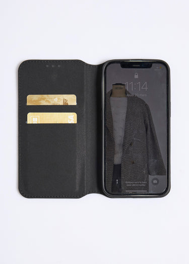 Étui aspect cuir pour iPhone 13 Noir