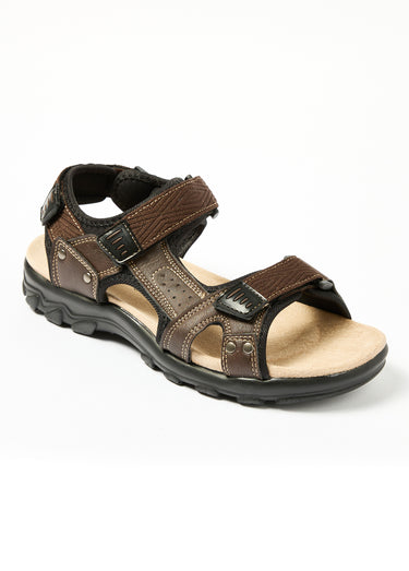 Sandales à scratchs confortables cuir Marron