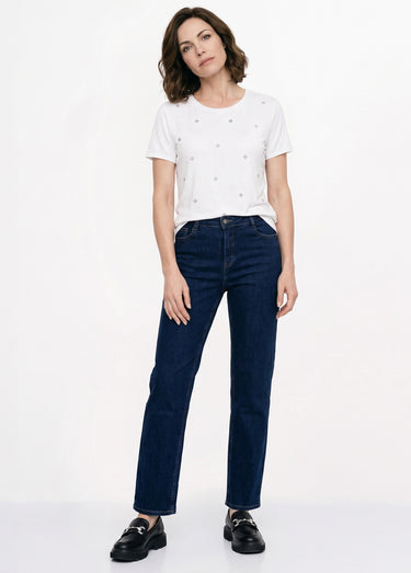 T-shirt strass manches courtes Blanc