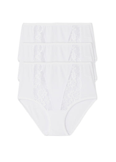 Culotte taille haute dentelle - lot de 3 Blanc Lot 3