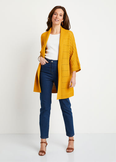 Gilet long ajouré coupe confort Miel