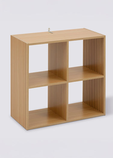 Module 4 cases avec décor bois rainuré Beige