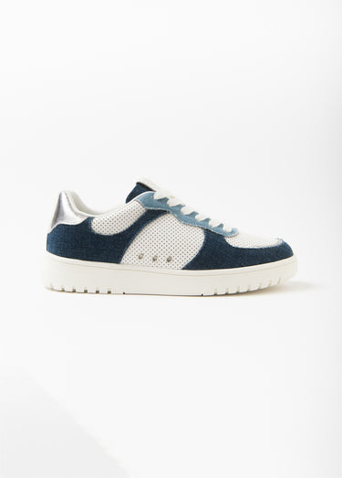 Baskets denim et matière perforée Bleu