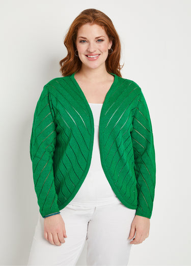 Gilet boléro fin ajouré coton Vert