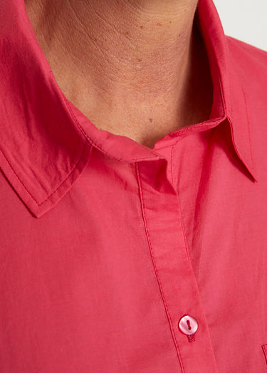 Chemisier boutonné long coton imprimé Rose