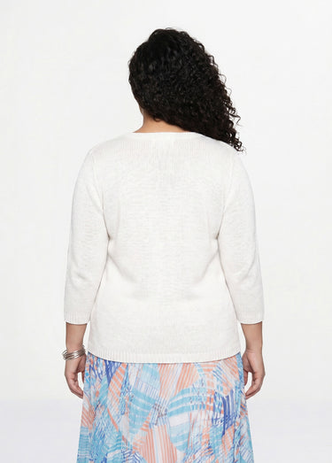 Pull manches 3/4 ajouré Blanc