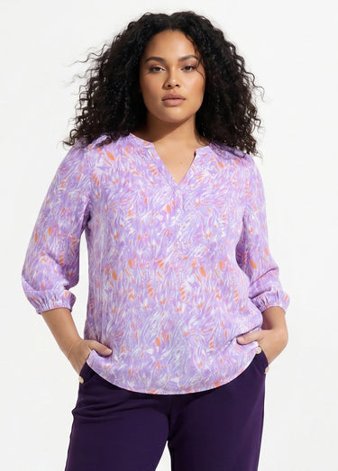 Tunique ample longue imprimée manches 3/4 Imprime Violet