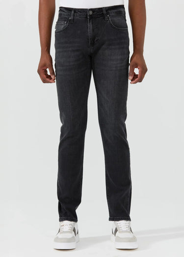 Jean 5 poches en denim, coupe fittée Noir