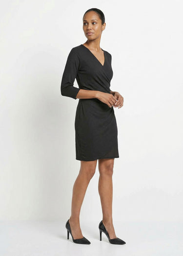 Robe cache coeur jersey cotelé Essentiel Noir