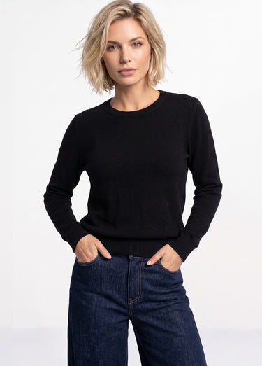 Pull doux col rond manches longues Noir