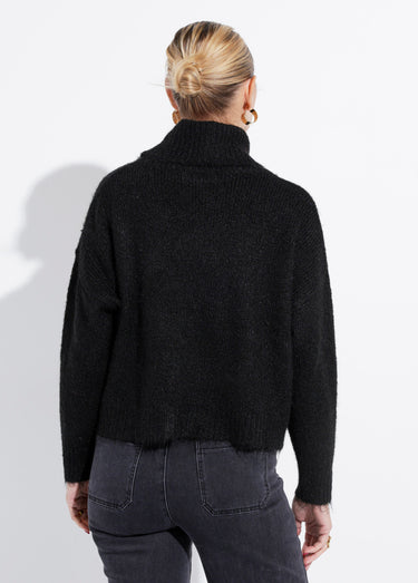 Pull col roulé en maille épaisse Noir