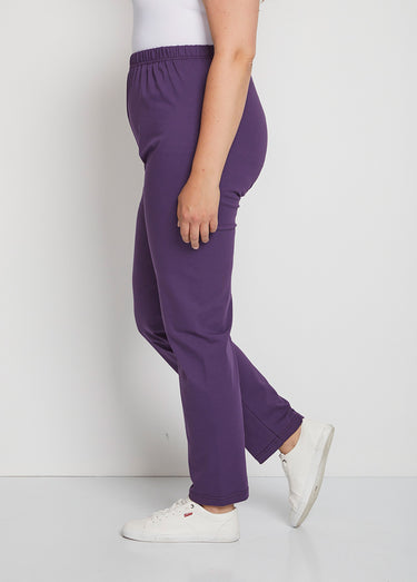 Legging coton stretch taille élastiquée Prune