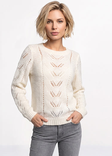 Pull doux en maille fantaisie Ecru