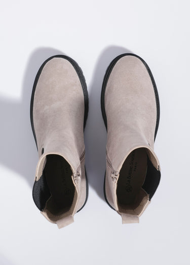 Boots Chelsea hautes semelle crantée Beige