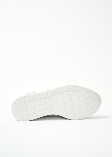 Baskets grande largeur compensées cuir Bleu / Blanc